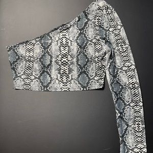 Shein Snakeskin One-shoulder Crop Top